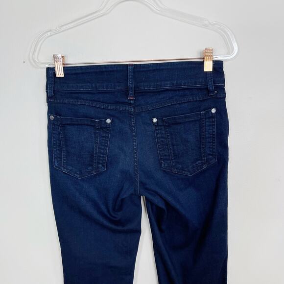 Alice + Olivia Dark Wash Skinny Jeans with Zip Ankle Size 6 Cotton Stretch - Picture 6 of 11